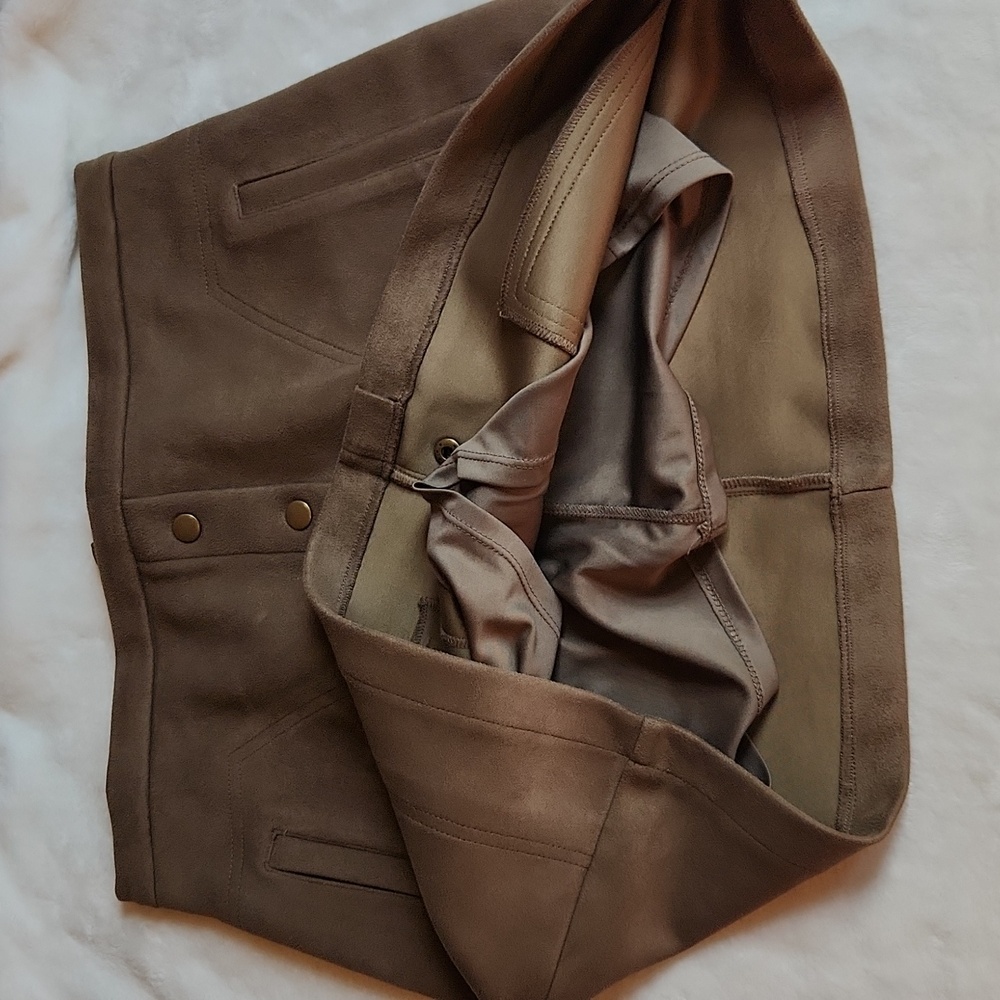 HFVE, Women's, Fall, Spring, Winter, Olive Green, Suede Like Skirt Mini Skirt - Picture 3 of 8